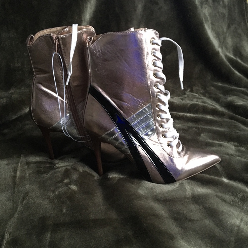 Rose gold lace up heels
